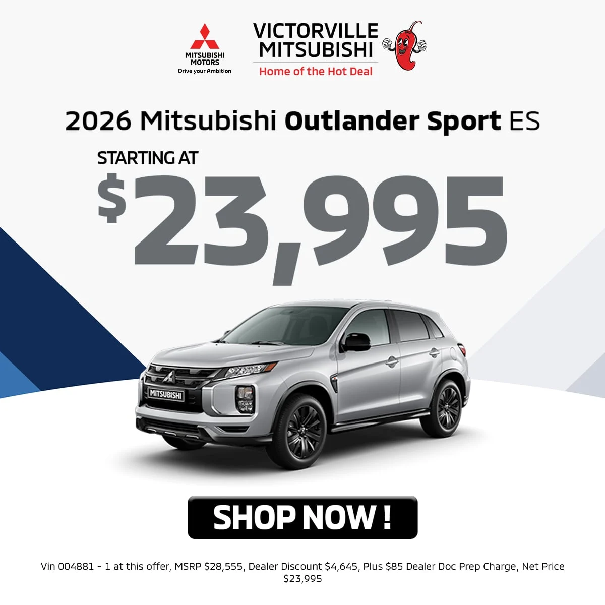 2026 Mitsubishi Outlander Sport special offer at Victorville Mitsubishi